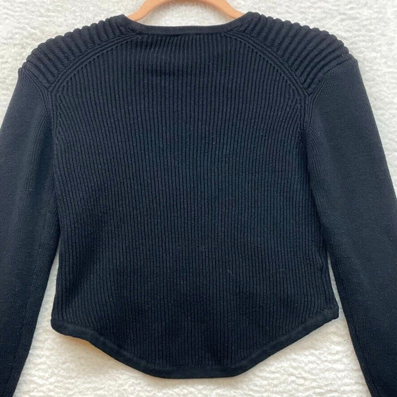 Cabi Sweater Womens Small Black Crop Ribbed Knit Hi Low Pullover Classic 3525 - Picture 4 of 11